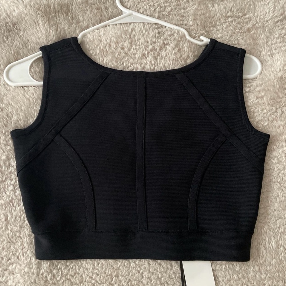 BCBGMaxAzria Black Fitted Crop Tank Top